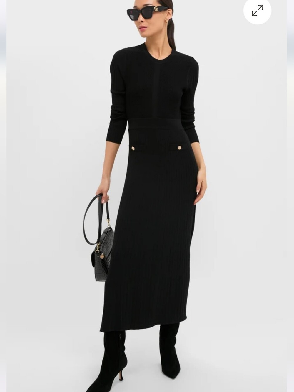 Pomander Place/Tuckernuck Black Ribbed Knit Sweater Maxi Dress